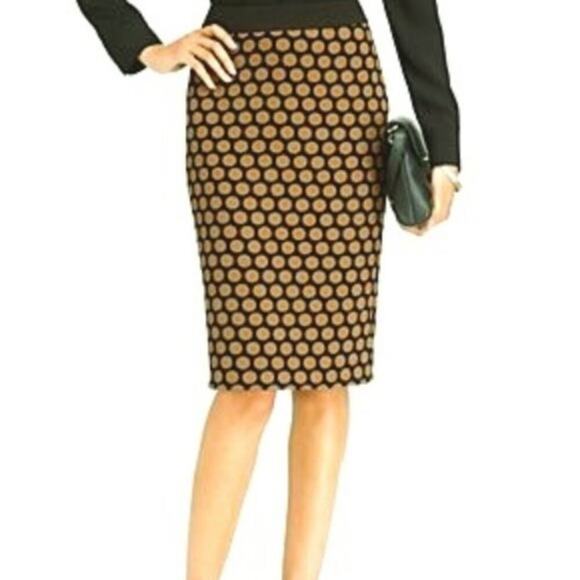 Talbots Dresses & Skirts - Talbots Size 4 Brown Tan Polka Dot Pencil Skirt Quiet Luxury Chic Career Knee